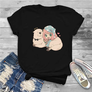 Anime Spy×Family Anya Forger Tshirt Homme Women's Clothes Unisex Polyester Blusas T Shirt For Women