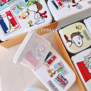 White Snoopy Cartoon Cute Pattern Resin Fresh-Keeping Box Set Desktop Sundries Storage Box Kawaii Anime Toy Girl Birthday Gift