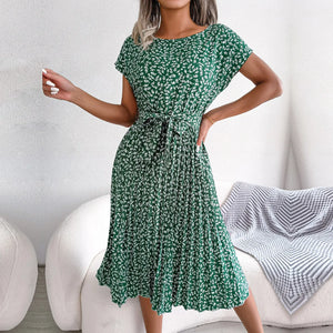 Women's Spring Summer Short Sleeve High Waist Chic Dress