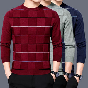 2022 Knitted Argyle Men's Sweaters Luxury Long Sleeve Round Collar Spring Autumn Male Sweaters Mans Clothes Plus Size 4XL