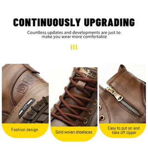 Fashion 2024 Waterproof Leather Boots Work Safety Shoes Men Steel Toe Boots Side Zipper Indestructible Protective Male Shoes