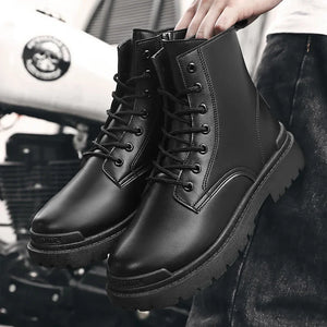 Men Retro Work Shoes Autumn Winter Thick Bottom High Top Non Slip Warm Casual Boots Leather Lace-up Big Head Tooling Boots 2024