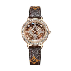 Exquisite Women Watch Luxury Diamond Quartz Watch Fashion Lucky Star Lady Clock 3 Bar Waterproof Genuine Leather Bands Relojes