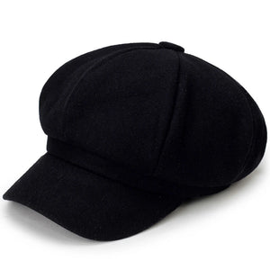 Woolen solid color beret fashion outdoor cotton hat autumn and winter windproof hats men's and women's universal caps