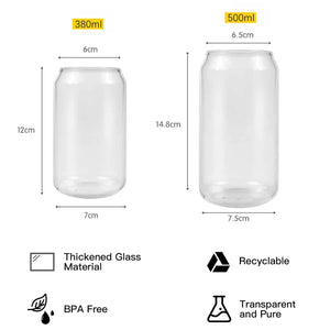 380/500ml Reusable Drinking Glass Coke Cup Eco-friendly Can Shaped Beer Glasses for Soda Cocktails Beer Whiskey Milk Drinkware