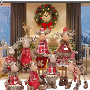 Christmas Decoration For Tree New Year Gift Reindeer Dolls Xmas Home Decoration Christmas Good Retractable Xmas Figurines