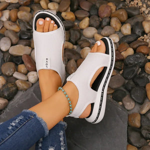 Woman Elastic Knitting Casual Sandals Shoes  Summer Female Wedges Platform Sandals Beach Sports Plus Size 43 Sandalias Mujer