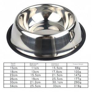 Pet Dog Cat Stainless Steel Bowl Pet Feeding Bowl Cat and Dog Drinking Bowl Metal Feeder Bowl Durable Easy To Clean 6 Sizes