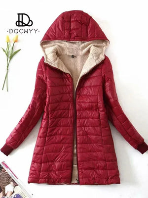 Women's Jacket Winter New Mid Length Korean Edition Hooded