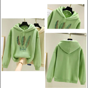 Women's Fashion Feather Printed Hoodies