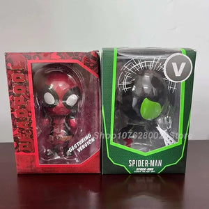 Super Hero Spiderman Deadpool Gesturing Version Deadpool Double Blade Version Action Figure Model Wacky Wobbler Bobble Head Doll