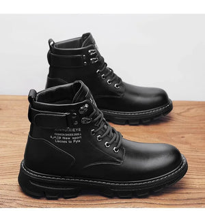 2024 New Leather Shoes Men's Shoes Martin Boots Men's Four Seasons Anti Slip Outdoor Sports Casual High Top