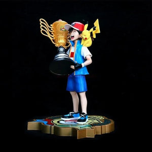 2024 New 28cm Pokemon Pikachu Champion Ash Ketchum Model Cartoon Characters Around Pvc Collection Model Desktop Ornaments Gifts