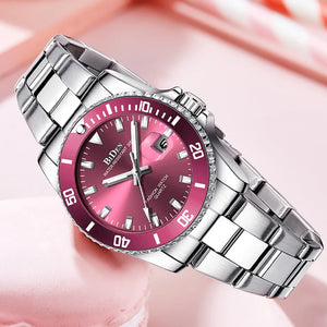 New Fashion Watch Women Stainless Steel Watch Quartz Crystal Calendar Dual Time Ladies Gifts Daily Casual Dress Accessories