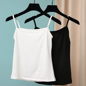 Women Solid Color Cotton Camisoles Vest Women Crop Tops Female Summer Sexy Strap Basic Tops Sleeveless Camisole Lingerie T-shirt