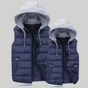 Men's Padded Vest Spring Autumn Hooded Jacket Couples Outerwear Thick Warm Sleeveless Short Coat Women Waistcoat Men Clothes 4XL