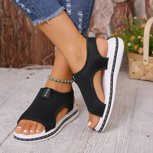 Woman Elastic Knitting Casual Sandals Shoes  Summer Female Wedges Platform Sandals Beach Sports Plus Size 43 Sandalias Mujer