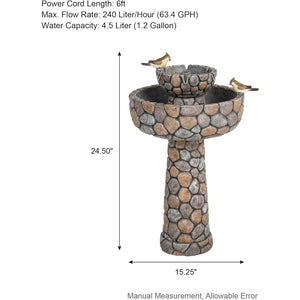 Outdoor Water Fountain Outdoor Waterfall with Birds Decor Freestanding Patio Water Pump, 24.41”H Fountains