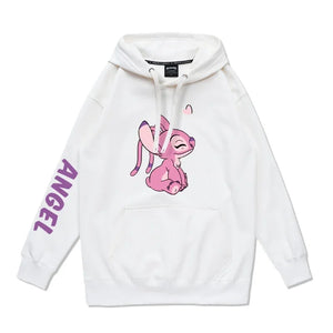 2024 Spring Autumn Winter Disney Stitch Cartoon Couple Hoodie for Women  Thin Loose Hooded Pullover for Men and Women