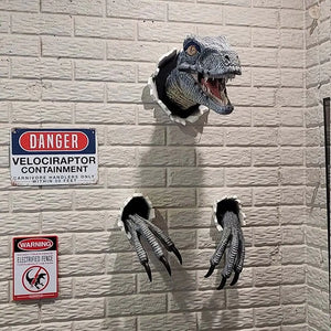 Prop Dinosaur Sculpture Hanging Decor Resin Bursting Mounted Dinosaur Decor 3D Wall Bursting Dinosaur Home