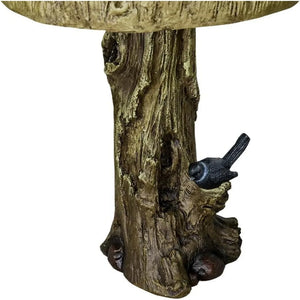 24.4" H Fibre Reinforced Concrete Outdoor Garden Bird Bath with Birds,Woodland Tree Trunk Decoration Yard Statue