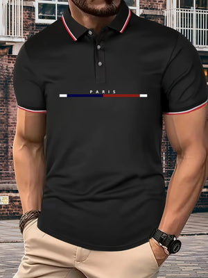 Men's Summer Cotton PARIS pattern POLO Shirt Tops