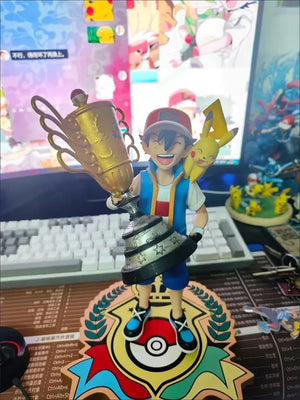 2024 New 28cm Pokemon Pikachu Champion Ash Ketchum Model Cartoon Characters Around Pvc Collection Model Desktop Ornaments Gifts