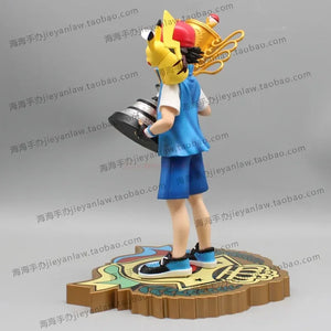 2024 New 28cm Pokemon Pikachu Champion Ash Ketchum Model Cartoon Characters Around Pvc Collection Model Desktop Ornaments Gifts