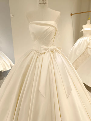 Ball Gown Custom Made Mikado Elegant Strapless Wedding Dress