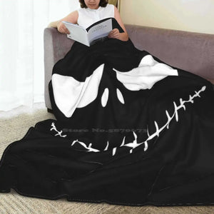 Skellington White Trend Style Funny Fashion Soft Throw Blanket Halloween Jack Tim Burton Skellington Danny Elfman Film Media