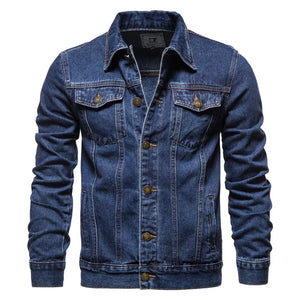 Spring Men Solid Lapel Denim Jackets