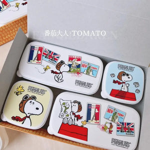 White Snoopy Cartoon Cute Pattern Resin Fresh-Keeping Box Set Desktop Sundries Storage Box Kawaii Anime Toy Girl Birthday Gift