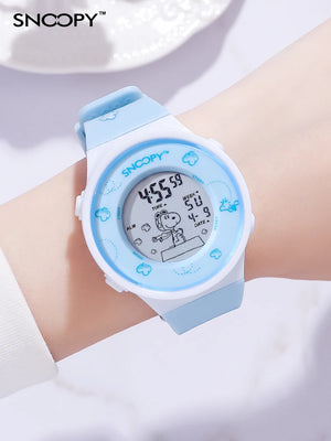 Genuine Snoopy Luminous Electronic Watch School Girls Sports Student Electronic Watch Birthday Gift