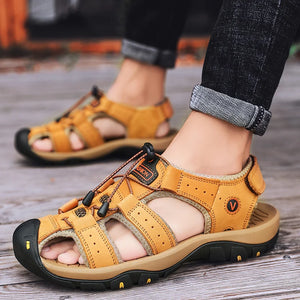 2023  Leather Men Shoes Summer New Large Size Men's Sandals Men Sandals Fashion Sandals Slippers Big Size 38-47