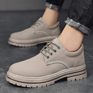 New Fashion Work Shoes Spring Autumn Lace up Leather Shoes Brand Comfy Office Style Leisure Walk Oxfords Men Casual Shoes