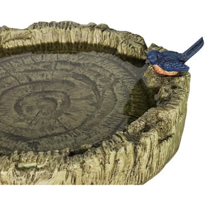 24.4" H Fibre Reinforced Concrete Outdoor Garden Bird Bath with Birds,Woodland Tree Trunk Decoration Yard Statue