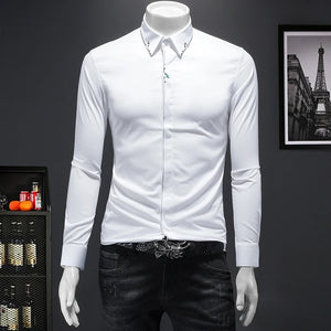 2022 Autumn Winter Luxury Elegant Trendy Men's Casual Fashion Shirts New Embroidery Long Sleeve Blouse Cool Clothes