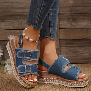 Denim Slipper Female Shoes Non-slip Comfortable Summer Flat Slippers Woman Slides Outdoor Beach Casual Shoes Women Heels Women