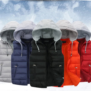 Men's Padded Vest Spring Autumn Hooded Jacket Couples Outerwear Thick Warm Sleeveless Short Coat Women Waistcoat Men Clothes 4XL