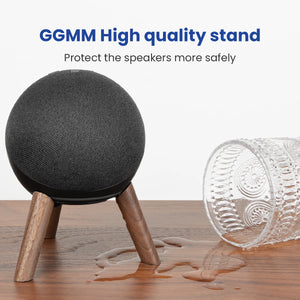 GGMM Round Wood Stand for Amazon Alexa Echo Dot 4th 5th Gen Speaker, Wooden Dock with Metal Frame Room Decoration Birthday Gift