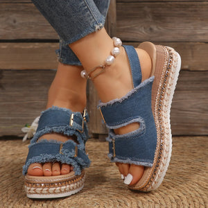 Denim Slipper Female Shoes Non-slip Comfortable Summer Flat Slippers Woman Slides Outdoor Beach Casual Shoes Women Heels Women