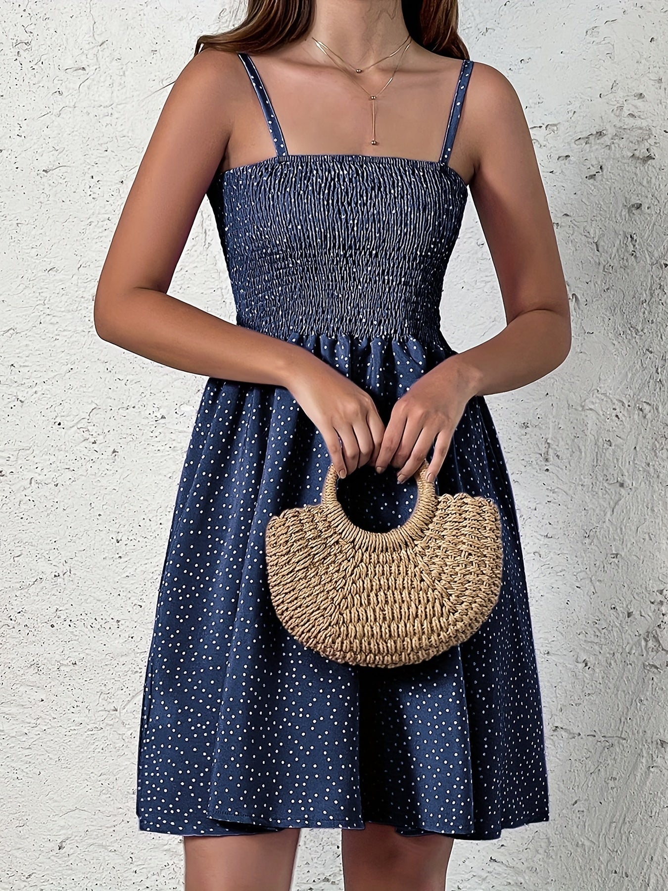 Polka Dot Cami Dress - Backless Casual Dress For Summer & Spring - Women's Clothing - Soft & Breathable Fabric - Perfect for Casual Outings, Parties & Vacations - Ideal Gift for Women